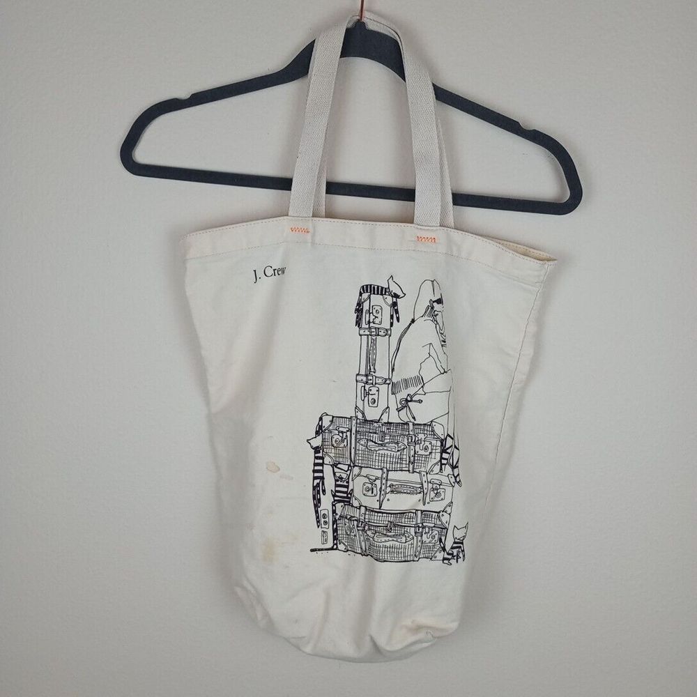 J. CREW Tote Bag Ivory Travel Suitcase Girl